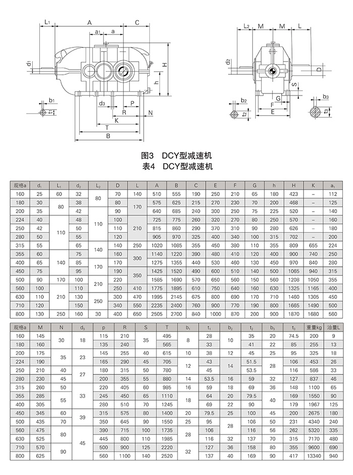 DCY硬齒面減速機(jī)結(jié)構(gòu)參數(shù)