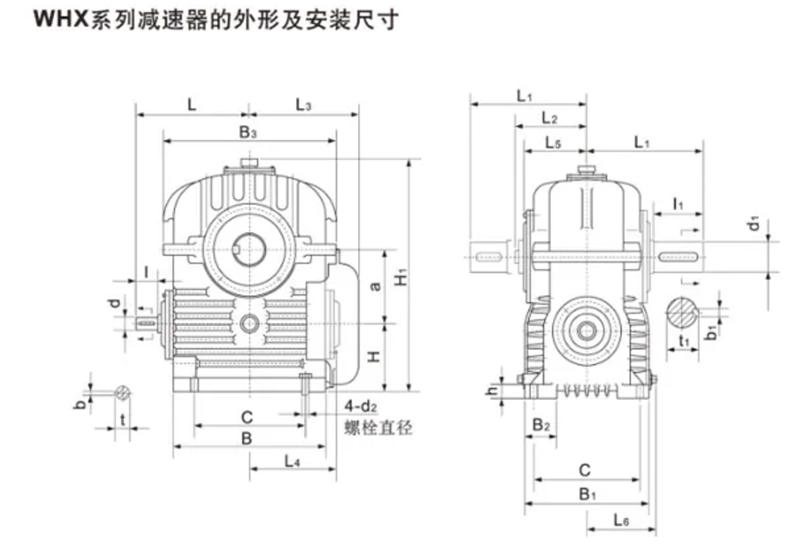 WHX蝸輪蝸桿減速機(jī)結(jié)構(gòu)圖